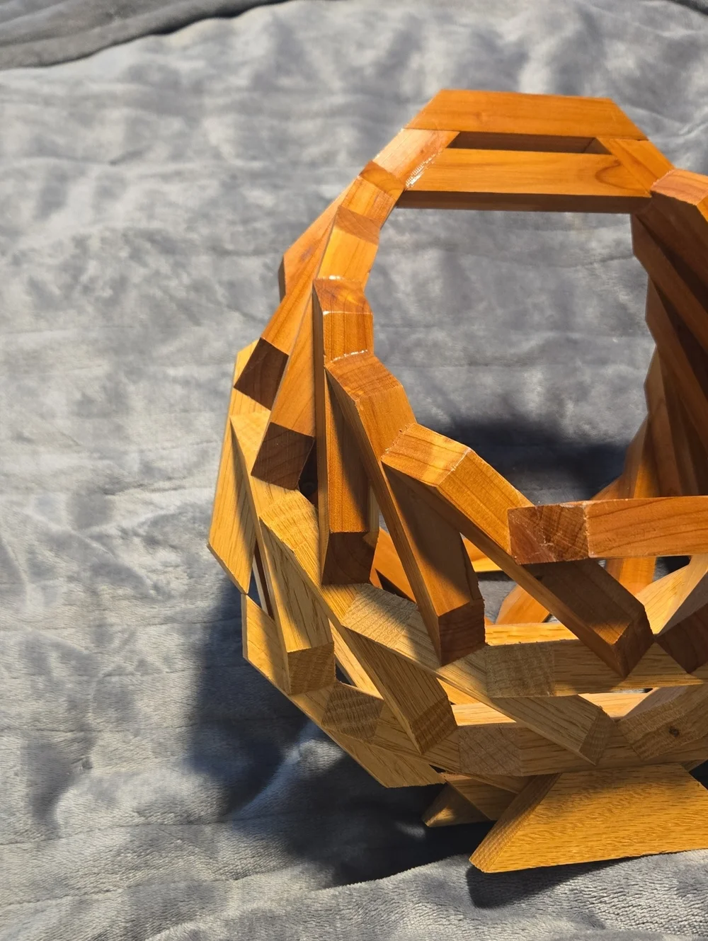 Mid-Century Modern (MCM)Wooden Basket-Handcrafted Geometric Fruit Bowl/Planter